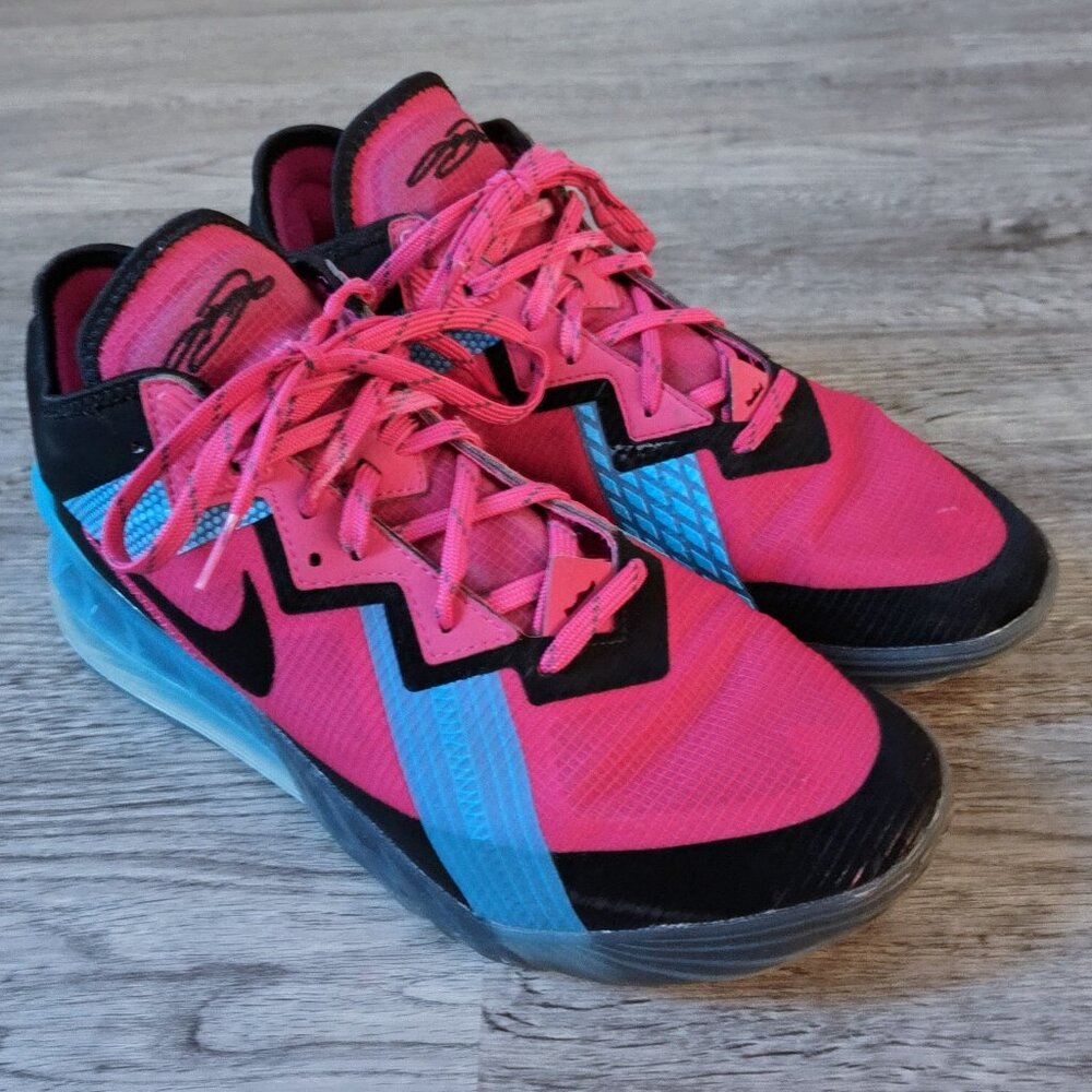 Nike Lebron 18 Low Fireberry Neon Nights Sneaker Shoes - CV7562-600 - Men's 10 - Picture 2 of 5